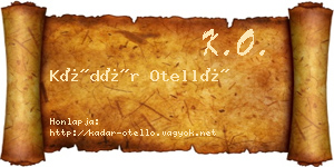 Kádár Otelló névjegykártya